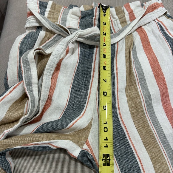 Madewell Huston Linen Blend Pull-On Striped Crop Pants Women's Size M - Picture 7 of 14